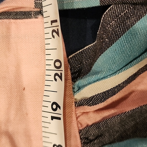 Vintage Apron pink and black and turquoise stripes with pocket - Picture 4 of 8